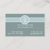 正義裁判所の刑事弁護士の法的スケール 名刺 (裏面)