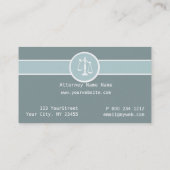 正義裁判所の刑事弁護士の法的スケール 名刺 (裏面)