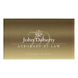 正義|のエレガントな金ゴールドのはかりで測られる 名札