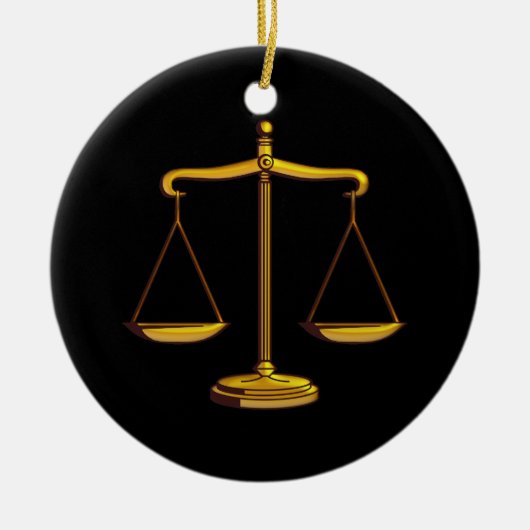 正義|の法律のギフトのはかりで測られる セラミックオーナメント (正面)