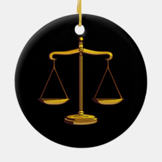 正義|の法律のギフトのはかりで測られる セラミックオーナメント (裏面)
