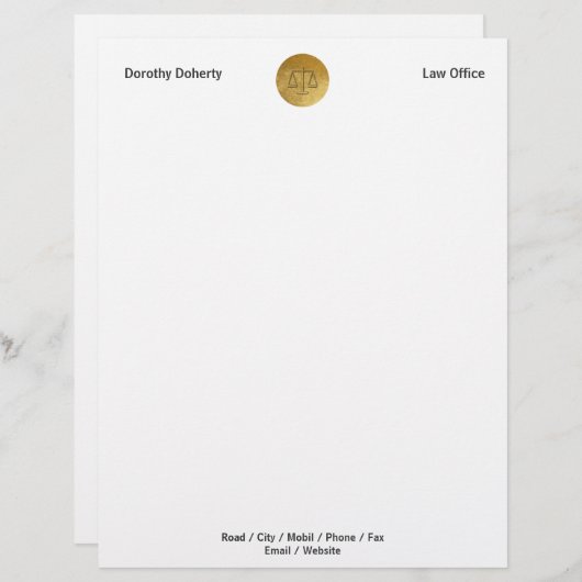 正義|の法律事務所のはかりで測られる レターヘッド (正面/裏面)