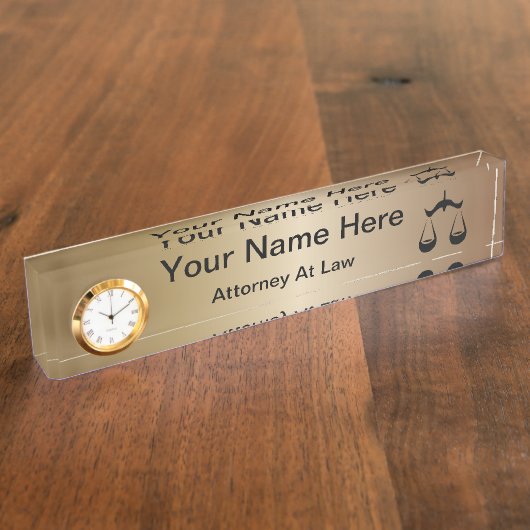 正義|の法律|弁護士のはかりで測られる デスクネームプレート (側面)