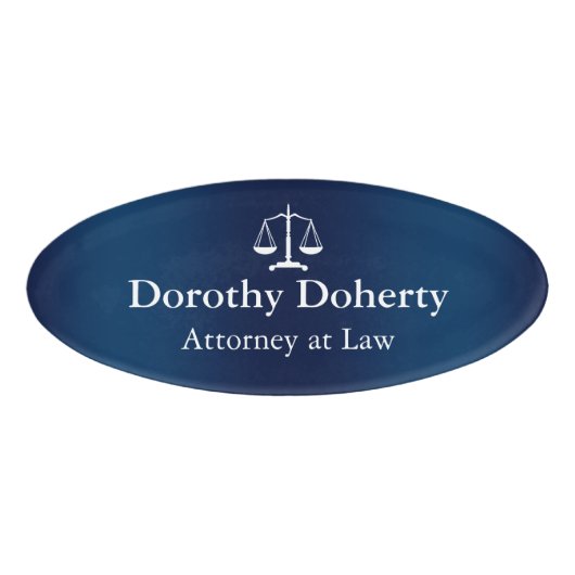 正義|の濃紺の調子のはかりで測られる 名札 (正面)