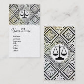 正義, 法律事務所, 弁護士 ダマスク 黒 白 名刺 (正面/裏面)