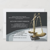 正義、法律学校の卒業Invitの金ゴールドのスケール 招待状 (正面)