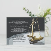 正義、法律学校の卒業Invitの金ゴールドのスケール 招待状 (スタンド正面)