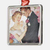 正装の若いカップル メタルオーナメント (左)