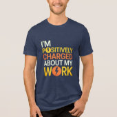 正電荷を帯びた電気技師稲妻デザイン トライブレンドＴシャツ (正面)