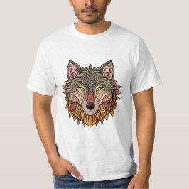 正面から見たオオカミの頭 Tシャツ