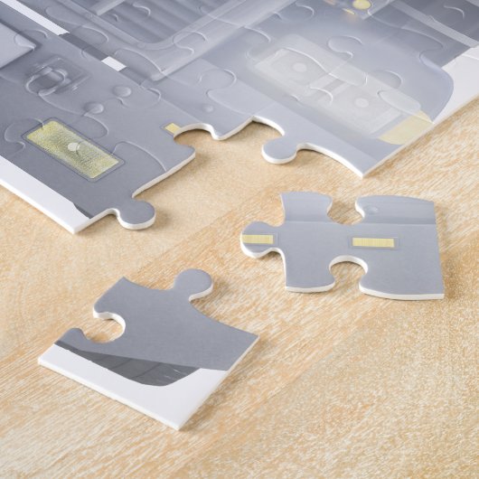 正面図のライトが付いている半黒のトラック ジグソーパズル (側面)