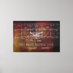 正面視青写真ファースト有人飛行機 キャンバスプリント