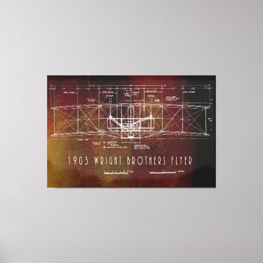 正面視青写真ファースト有人飛行機 キャンバスプリント (正面)