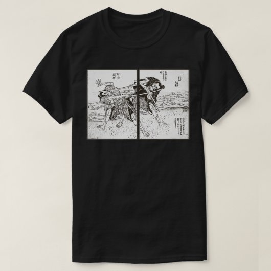 武人日本の侍日本の木版A Tシャツ (デザイン正面)