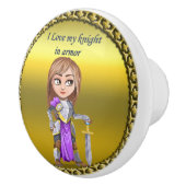 武具と剣の紫と銀の騎士 セラミックノブ (右)