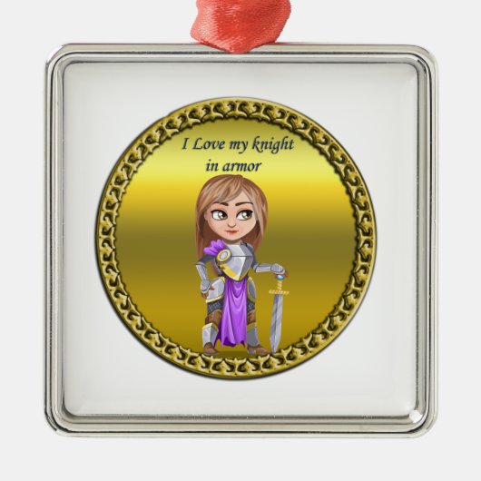 武具と剣の紫と銀の騎士 メタルオーナメント (正面)