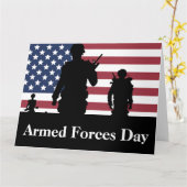 武力記念日 アメリカ国旗と兵隊 カード (黄色い花)