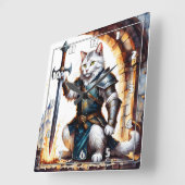 武勇の騎士（ナイト）と剣 スクエア壁時計 (傾斜)