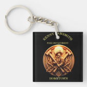 武勇を象徴する消防署バッジ キーホルダー (正面)