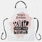 武器のキッチンツールを選ぶピンクスプラッシュ エプロン (正面)