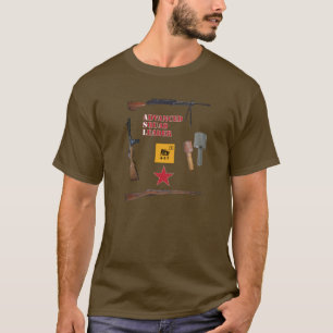武器のボーダーが付いているASLのソビエトの第1ライン分隊 Tシャツ