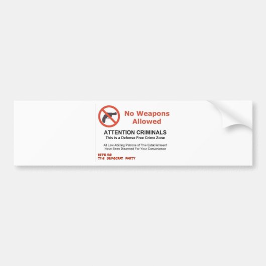 武器の使用は禁止 バンパーステッカー (正面)