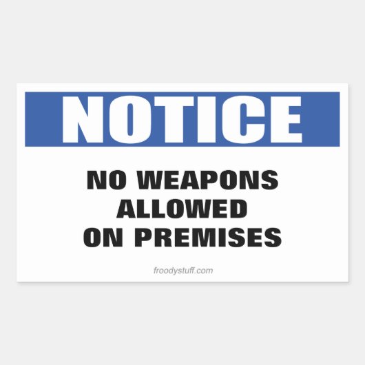 武器の使用禁止通知の標識 長方形シール (正面)