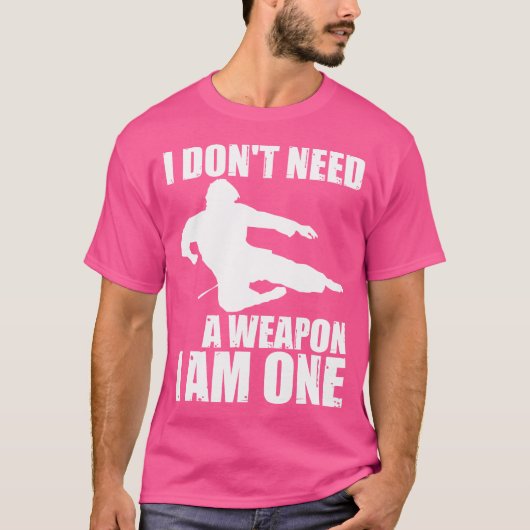 武器は要らない私は一つ – 空手おもしろい手 Tシャツ (正面)