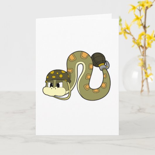 武器を持つ兵隊としてのヘビ カード (黄色い花)