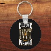武器を選ぶグリル器具Bbqグおもしろいリル キーホルダー (正面)