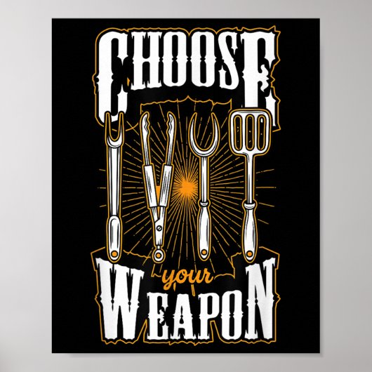 武器を選ぶグリル器具Bbqグおもしろいリル ポスター (正面)