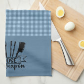 武器を選ぶ – ブルーバッファロープレイド キッチンタオル (四つ折り)