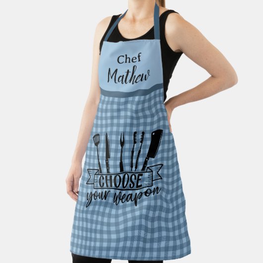 武器を選択 – Blue Buffalo Plaid - BBQ エプロン (インサイチュ)