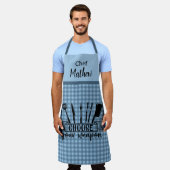 武器を選択 – Blue Buffalo Plaid - BBQ エプロン (着用した状態)