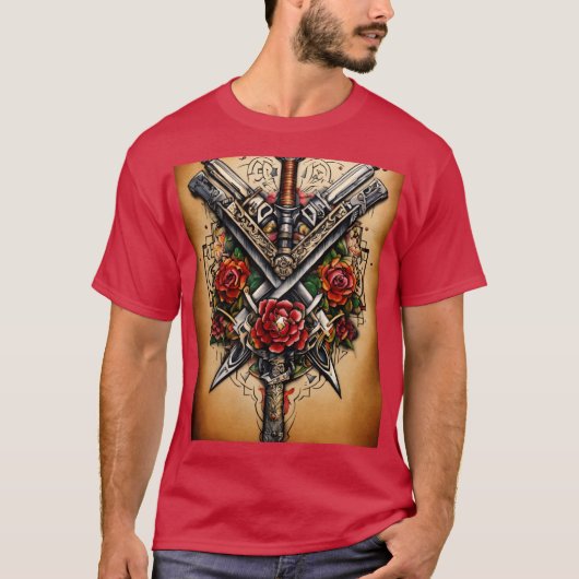 武器タトゥーデザインTシャツ Tシャツ (正面)