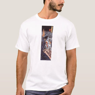 武士およびウォータードラゴン属のヴィンテージの日本人のプリント Tシャツ