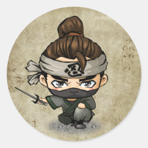 武士および忍者のステッカー- Aoshi ラウンドシール