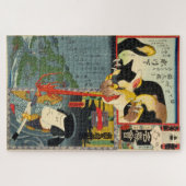 武士が化け物の猫・歌川豊国 ジグソーパズル (横)