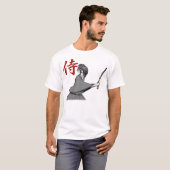武士のマンガは支持します: 戦い日本 Tシャツ (正面フル)