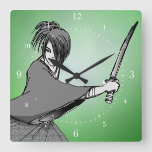 武士のマンガ日本 スクエア壁時計
