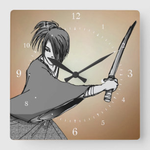 武士のマンガ日本 スクエア壁時計