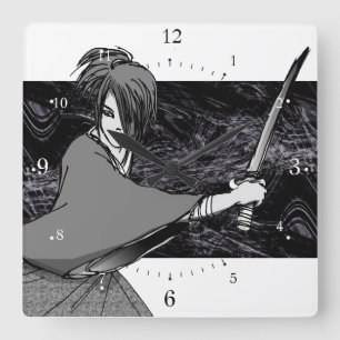 武士のマンガ日本 スクエア壁時計