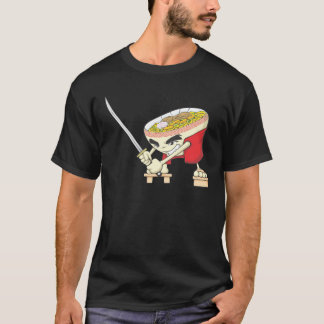 武士の剣が付いている日本のなヌードル・スープの戦闘機 Tシャツ