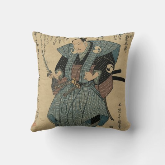 武士の役割の俳優のヴィンテージの日本のなイメージ クッション (裏面)