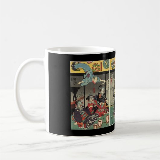 武士の戦いの幽霊およびヘビc. 1850年 コーヒーマグカップ (左)