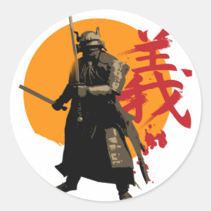 武士の戦士のステッカー ラウンドシール