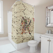 武士の正行は矢の雨に当たって戦っている シャワーカーテン (インサイチュ)