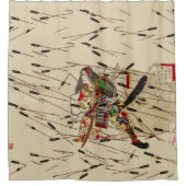 武士の正行は矢の雨に当たって戦っている シャワーカーテン (正面)