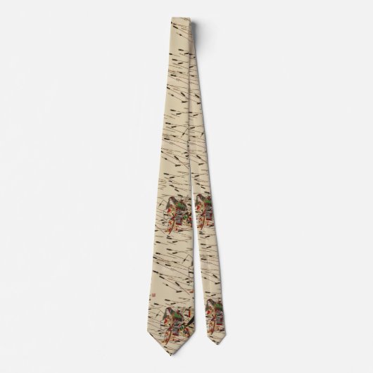 武士の正行は矢の雨に当たって戦っている ネクタイ (正面)