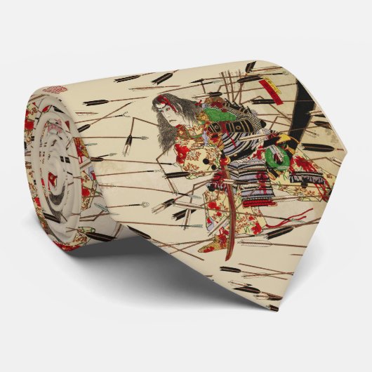 武士の正行は矢の雨に当たって戦っている ネクタイ (ロール)